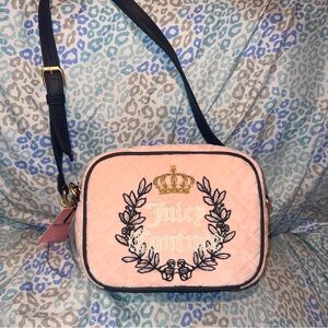 New Pink Juicy Couture Crossbody Bag Purse Velvet Royal Couture MSRP $79 Quilted